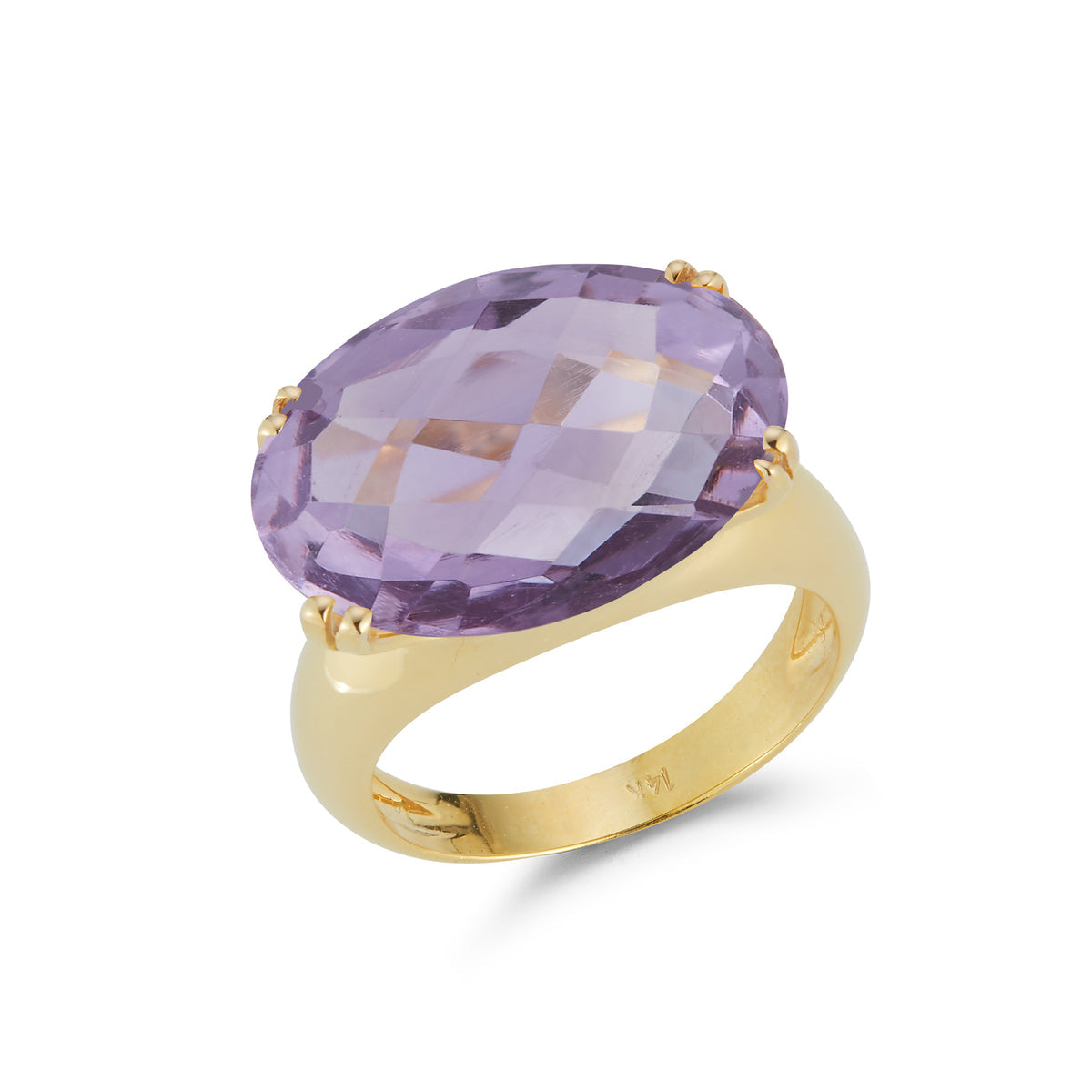 14K Gold Cocktail Ring Available in Amethyst, Blue Topaz, Citrine or Green Amethyst - Fine Cocktail Ring for Women