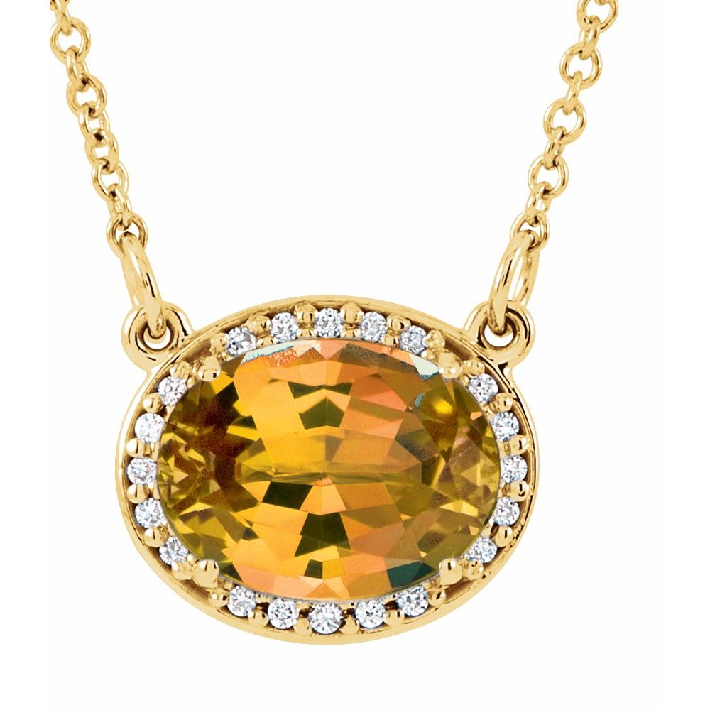 14k Yellow Gold Natural Citrine & .05 CTW Natural Diamond 16.5" Necklace