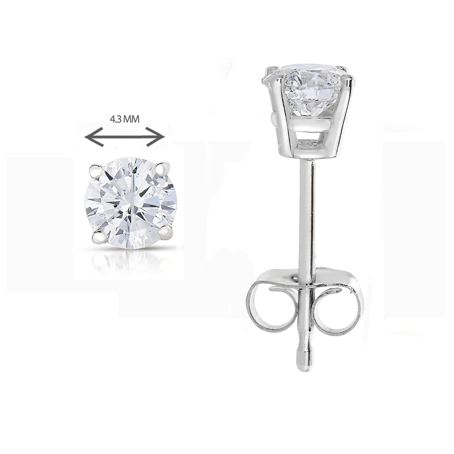 14k White Gold 5/8ct Lab-created White Diamond Solitaire Earrings