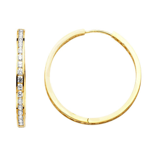 14k Yellow Gold Cubic Zirconia 25-mm Hoop Earrings