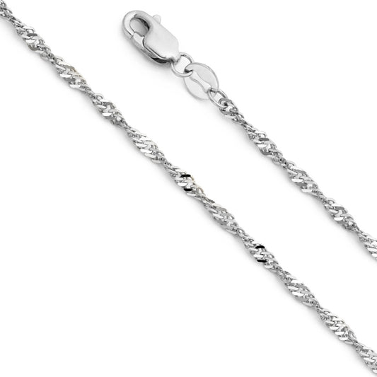 14k White Gold 1.5mm Thin & Dainty Singapore Chain