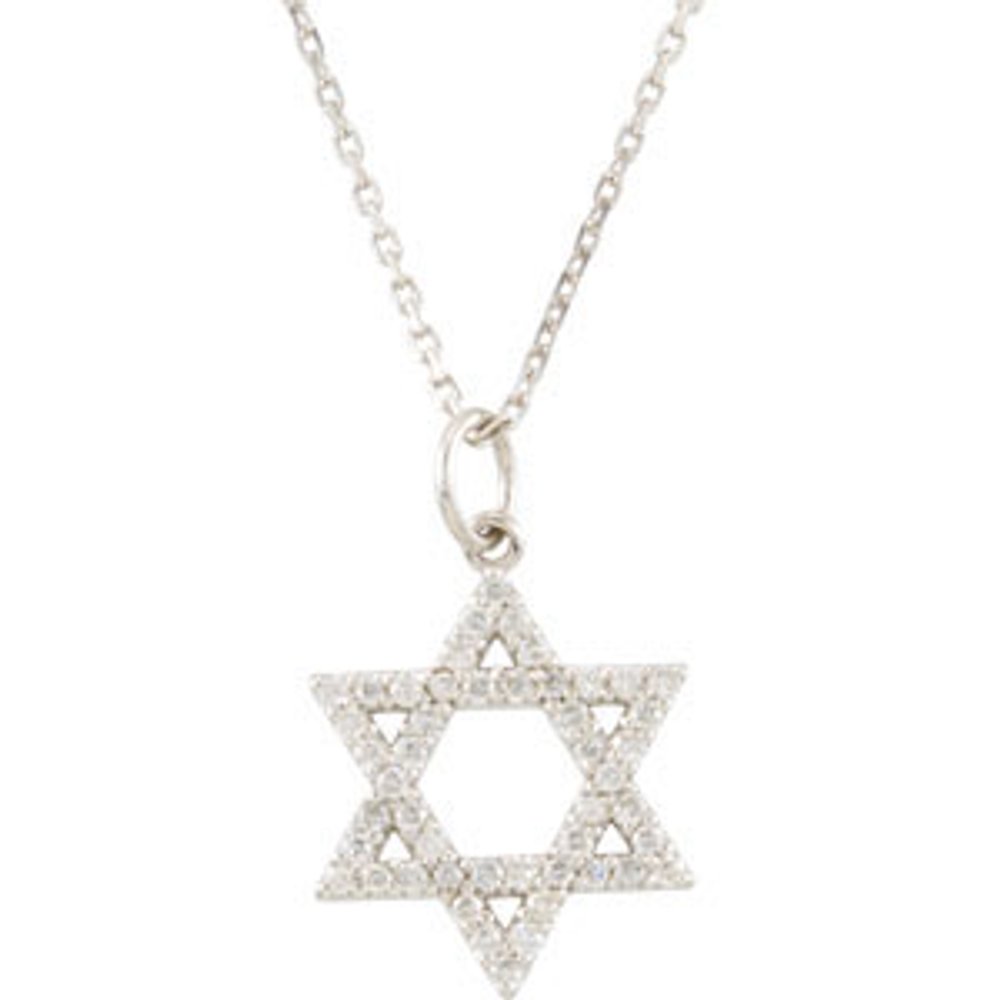 14k White Gold 1/5 CTW Natural Diamond Star of David Necklace