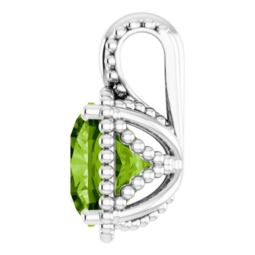 14k White Gold Natural Peridot Pendant