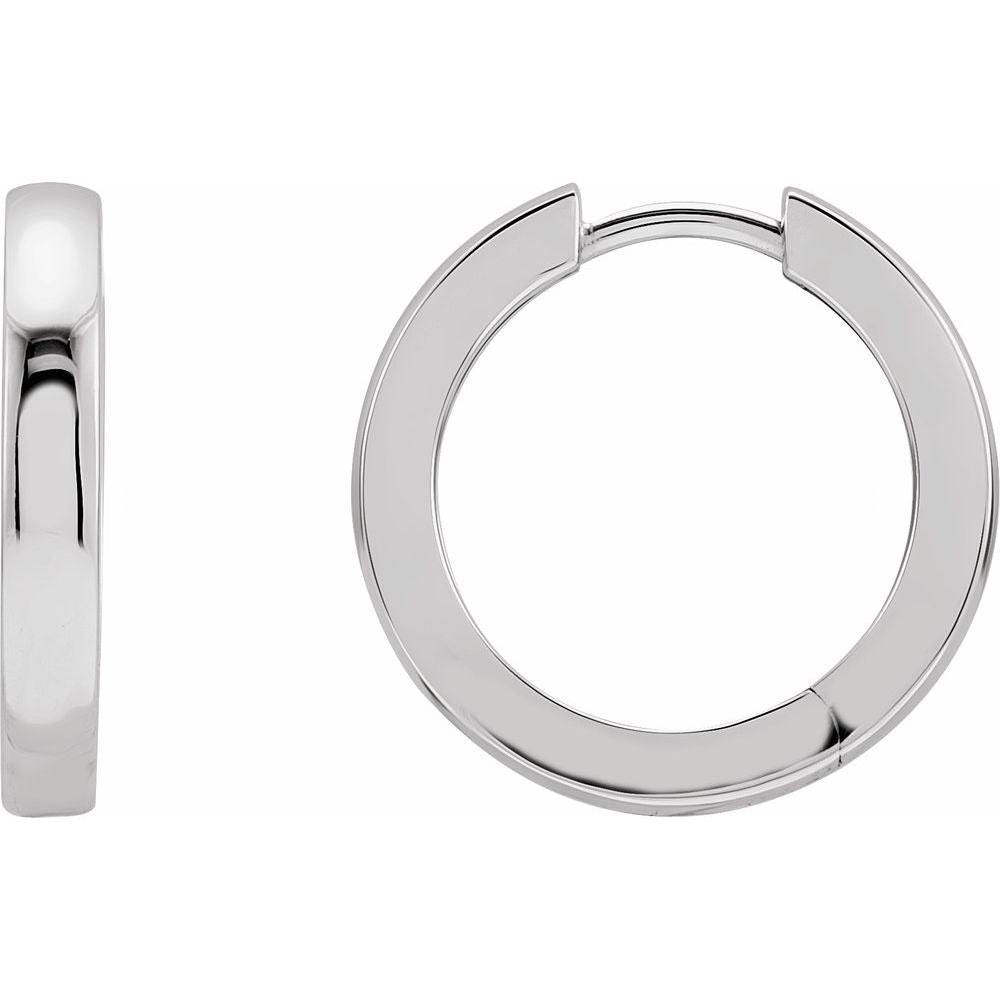 14K White Gold 18 mm Hinged Hoop Earrings