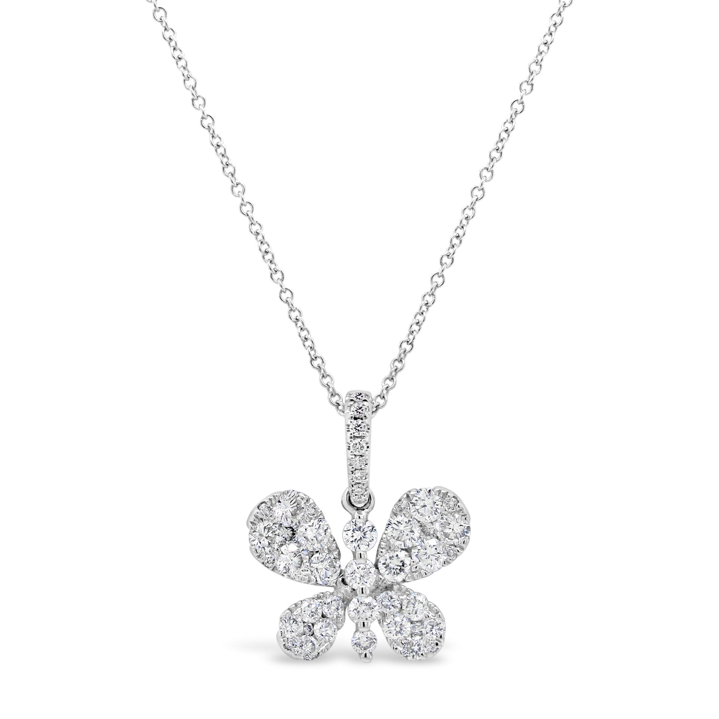 18k White Gold 1ct TDW White Diamond Butterfly Pendant Necklace