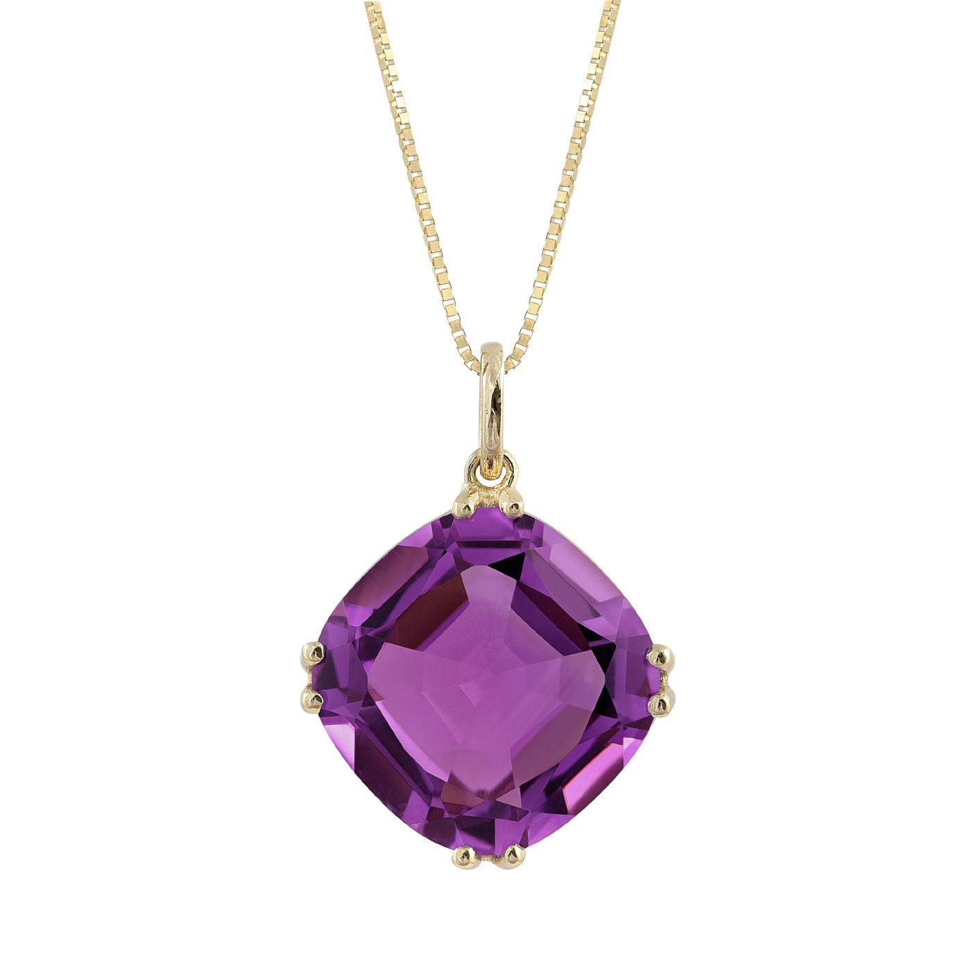 14K Yellow Gold 18.51ct TGW Purple Amethyst One-of-a-Kind Pendant Necklace