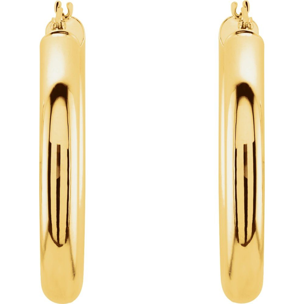 14K Yellow Gold 30 mm Tube Hoop Earrings