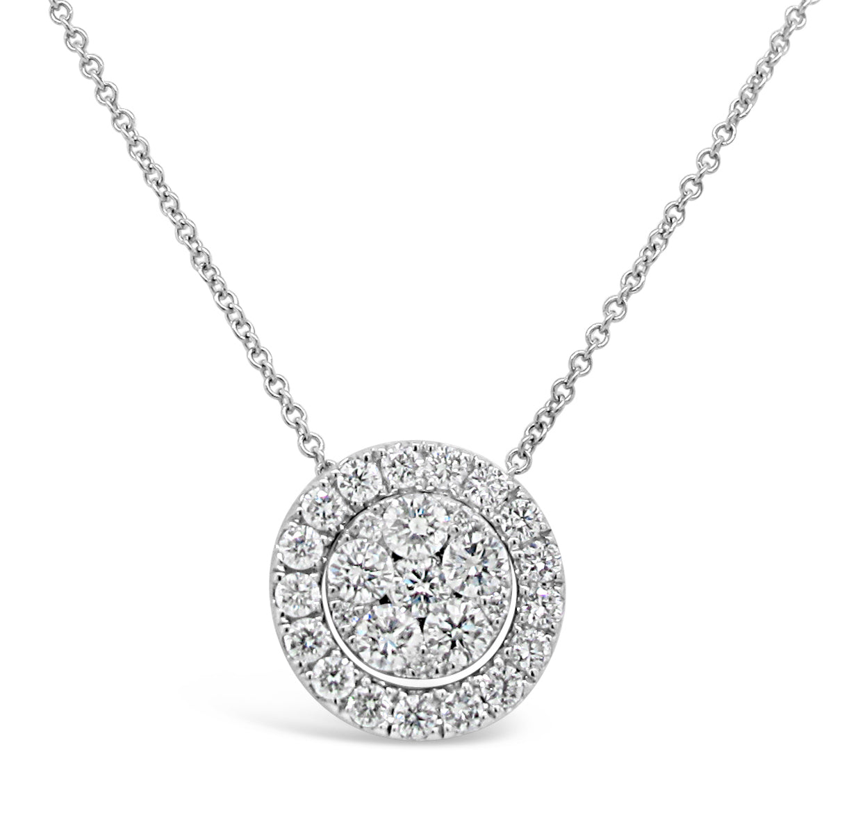 18k White Gold 1/2ct TDW White Diamond Round Cluster Pendant Necklace