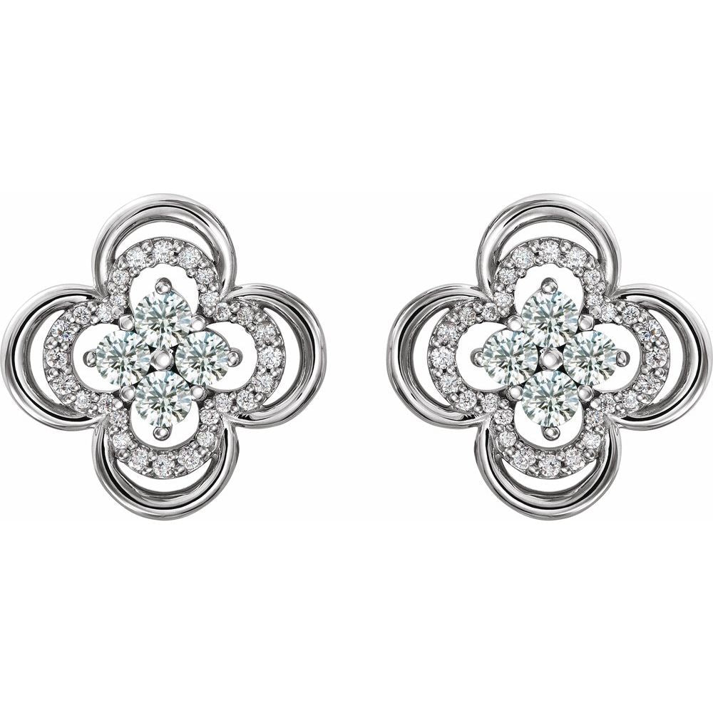 Platinum 5/8 CTW Natural Diamond Clover Earrings (G-H, SI2)