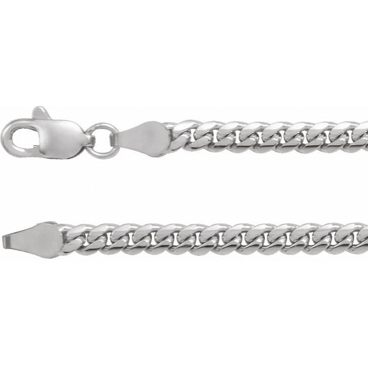 14K White or Yellow Gold 3.3 mm Cuban Link Curb Chain