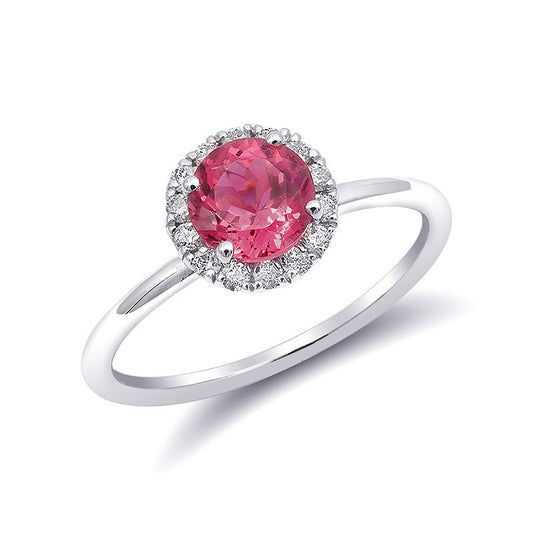 14k White Gold 1.35ct TGW Tanzanian Neon Spinel and Diamond Engagement Ring