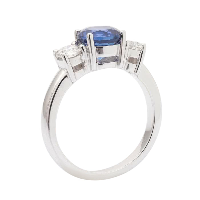 18k White Gold 2.8ct TGW Blue Sapphire and Diamond One-of-a-Kind Ring