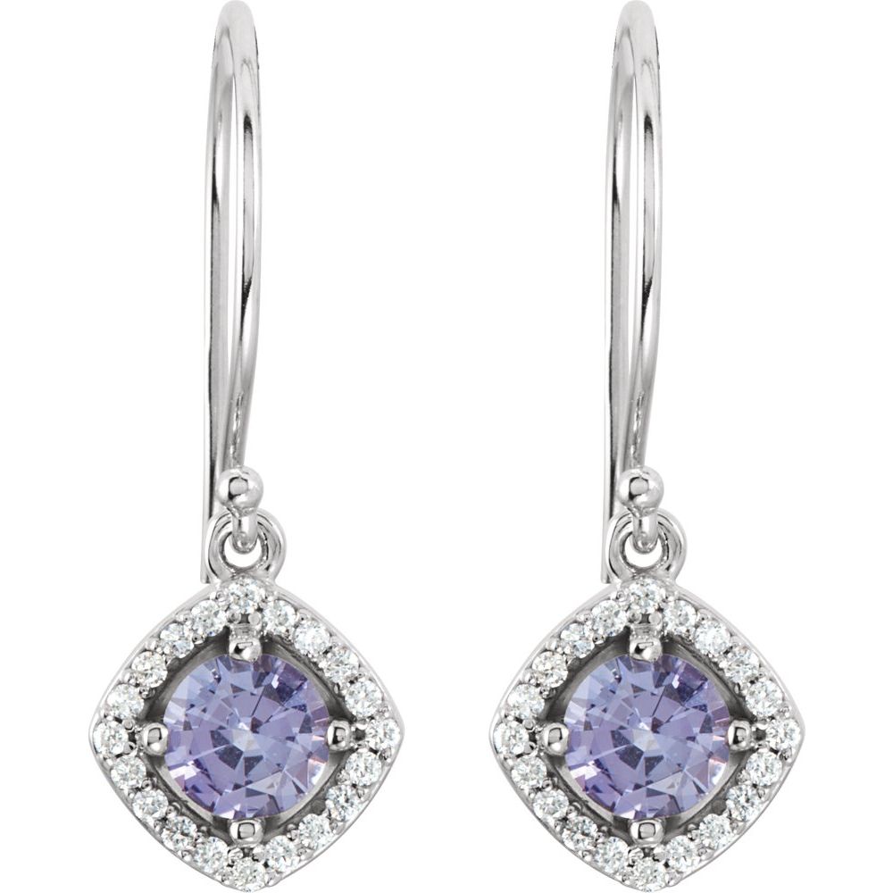 14k White Gold Natural Tanzanite & 1/5 CTW Natural Diamond Earrings