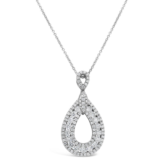 18k White Gold 3/4ct TDW White Diamond Pear Shape Pendant Necklace