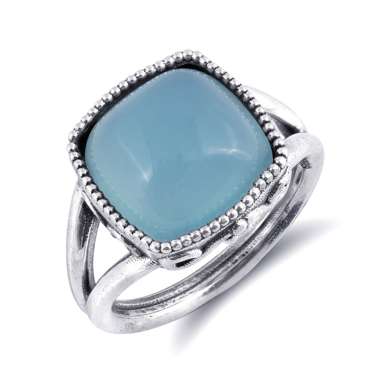 Sterling Silver Paraiba Color 6.74ct TGW Cushion-shape Agate One of a Kind Ring