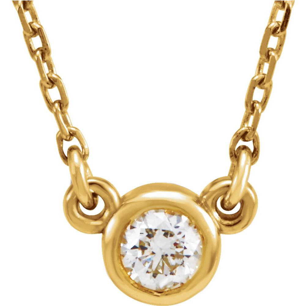 14k Yellow Gold 1/2 CT Natural Diamond Solitaire 18" Necklace