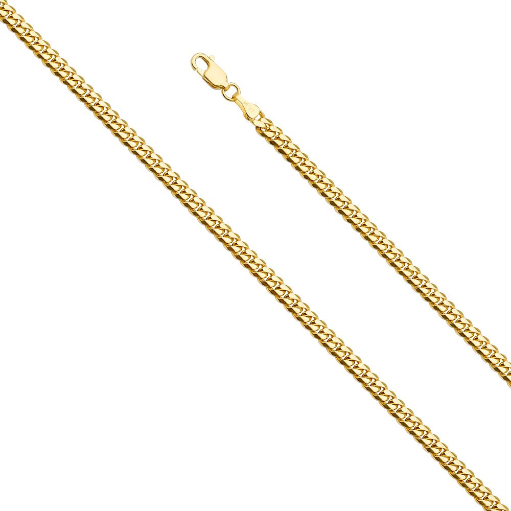 14k Yellow Gold 4mm Miami Cuban Unisex Chain Necklace