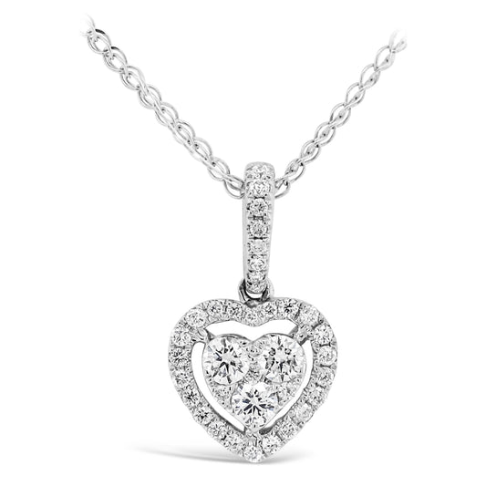 18k White Gold 1/3ct TDW White Diamond Heart Cluster Pendant Necklace