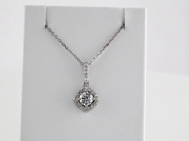 14k White Gold 3/8 CTW Natural Diamond Halo-Style 18" Necklace