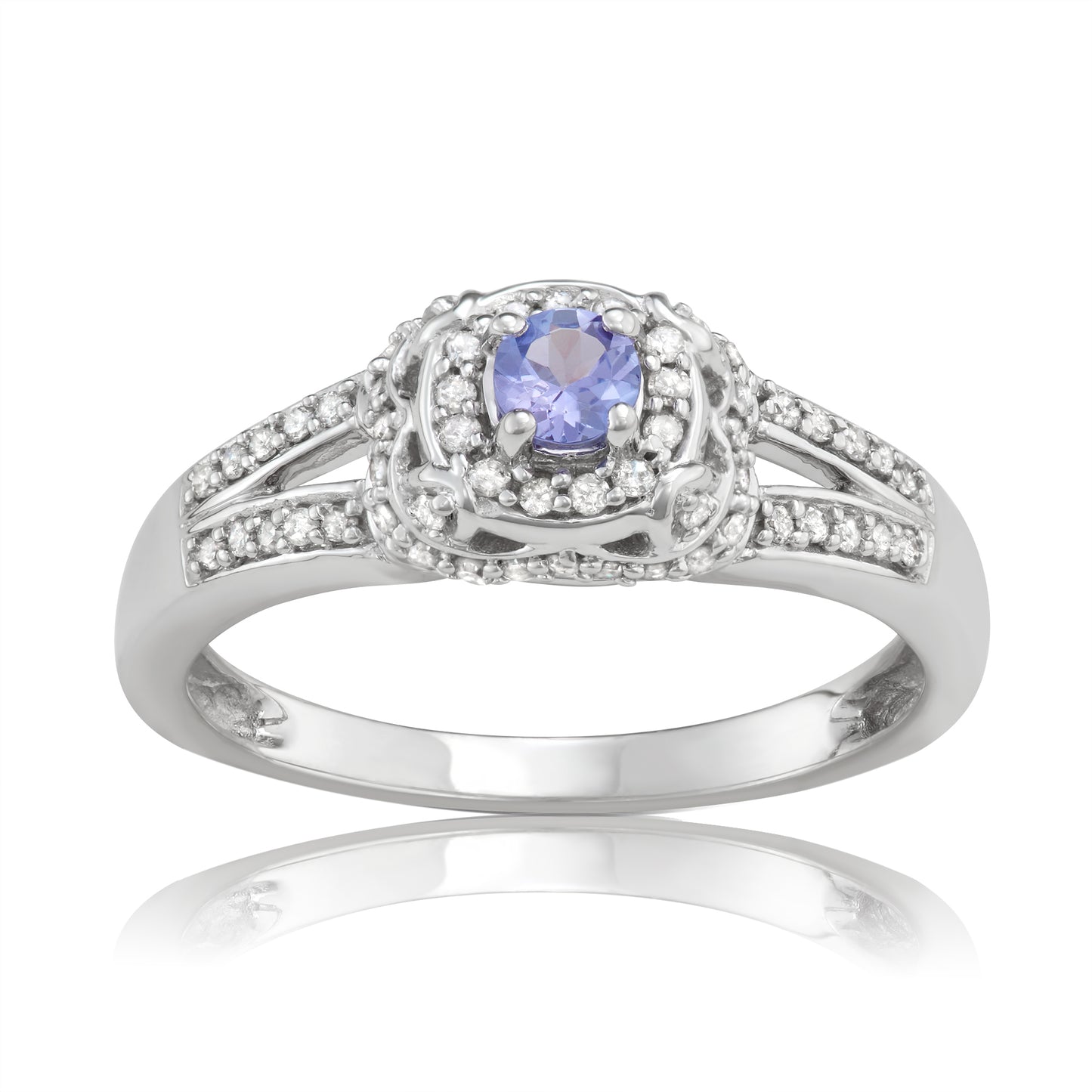 14K White Gold 0.5ct TW Tanzanite and White Diamond Engagement Ring