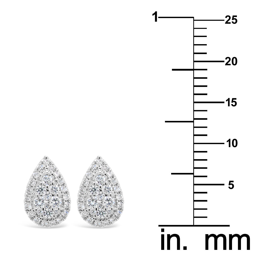 18k White Gold 1/5ct TDW White Diamond Pear Shape Cluster Stud Earrings