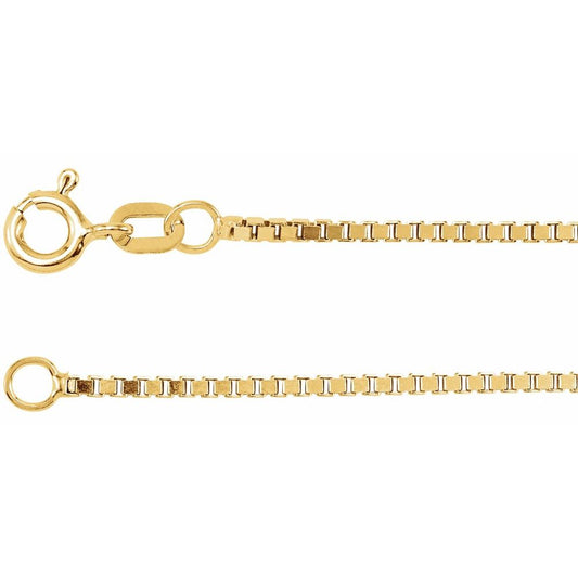 14K Yellow or White Gold 1.3 mm Diamond-Cut Box Chain