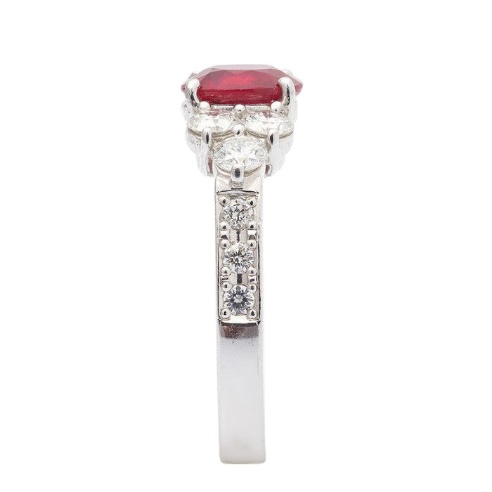 Platinum 2.16ct TGW Certified Ruby and Diamond One-of-a-Kind Ring