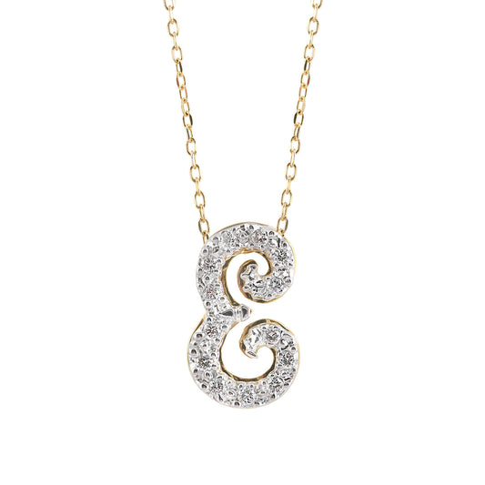 14K White and Yellow Gold 0.14ct TDW White Diamond Letter E Initial Pendant Necklace