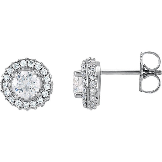 14k White Gold 7/8 CTW Natural Diamond Earrings