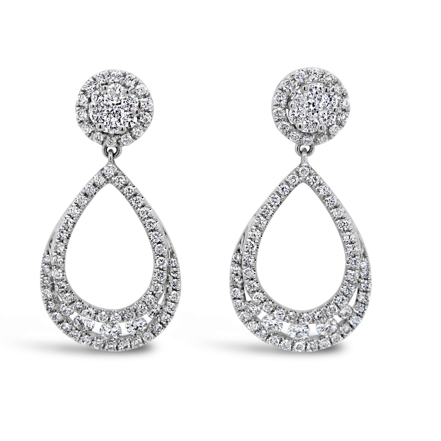 18k White Gold 1 1/3ct TDW White Diamond Dangling Pear Earrings