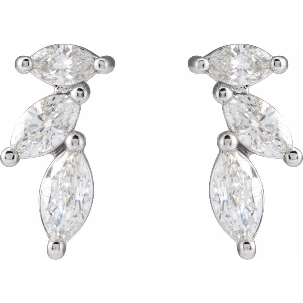 14K White Gold 1/3 CTW Natural Diamond Nature-Inspired Earrings