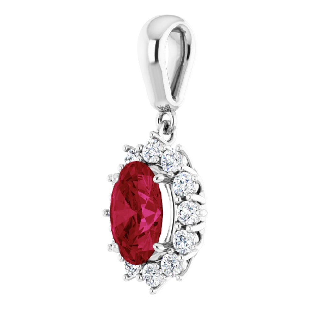 14k White Gold Lab-Grown Ruby & 1/3 CTW Natural Diamond Pendant