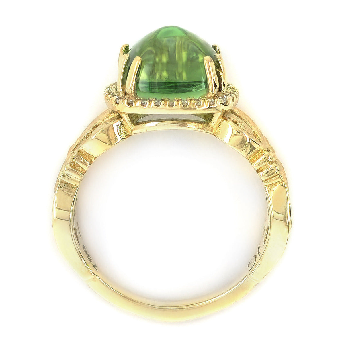 18k Yellow Gold 5.56ct TGW Green Tourmaline and Diamond One-of-a-Kind Ring