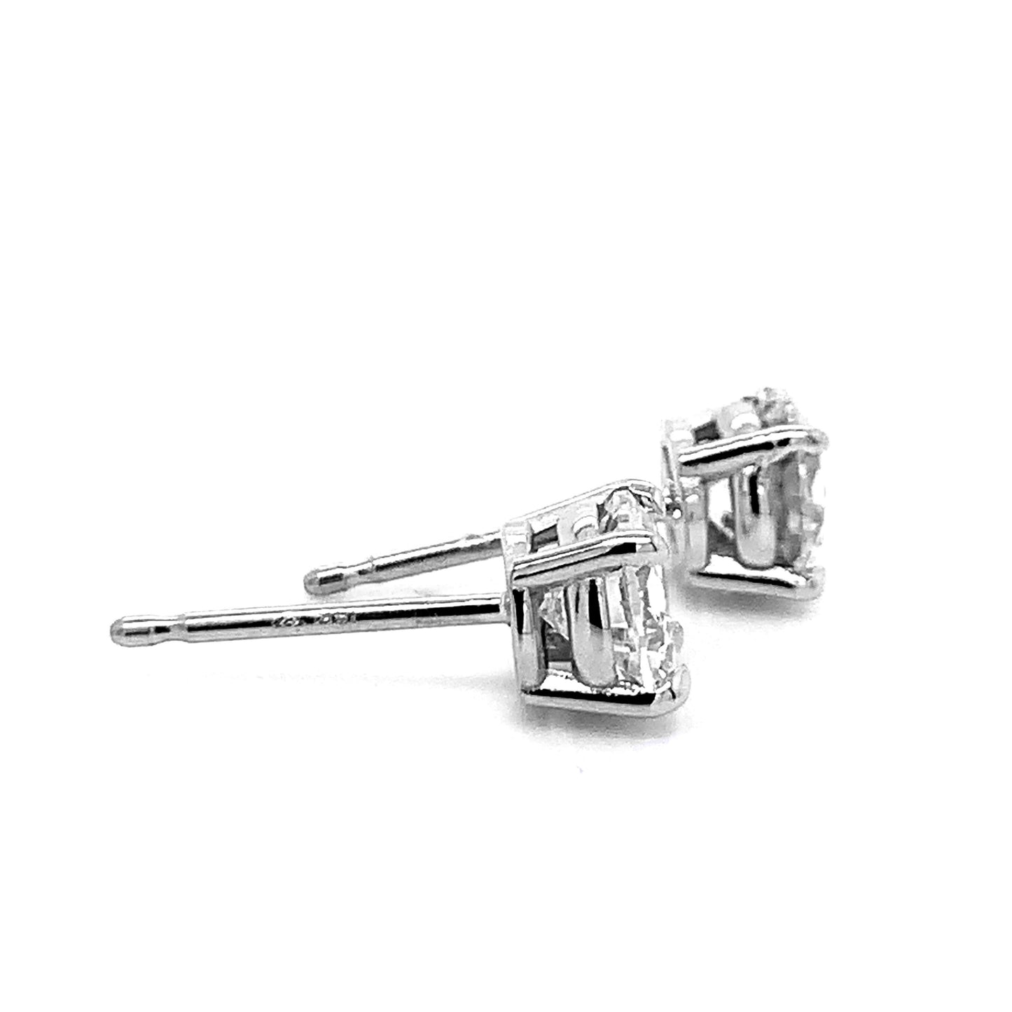 14k White Gold 1ct TDW Brilliant Round-cut White Diamond Solitaire Stud Earrings