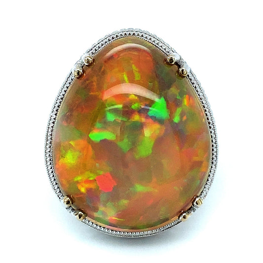 18k White Gold 18ct TGW Ethiopian Opal Pear-cut Ring