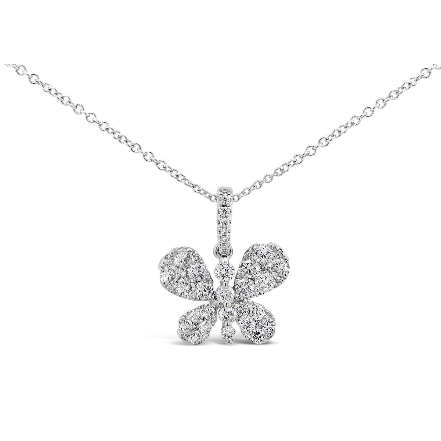 18k White Gold 1ct TDW White Diamond Butterfly Pendant Necklace