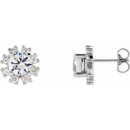 14k White Gold Natural White Sapphire & 1/2 CTW Natural Diamond Earrings