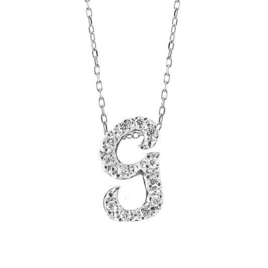 14K White Gold 0.14ct TDW White Diamond Letter G Initial Pendant Necklace