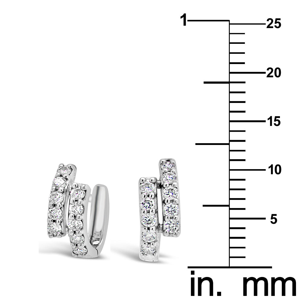 18k White Gold 1/3ct TDW White Diamond Double Hoop Earrings