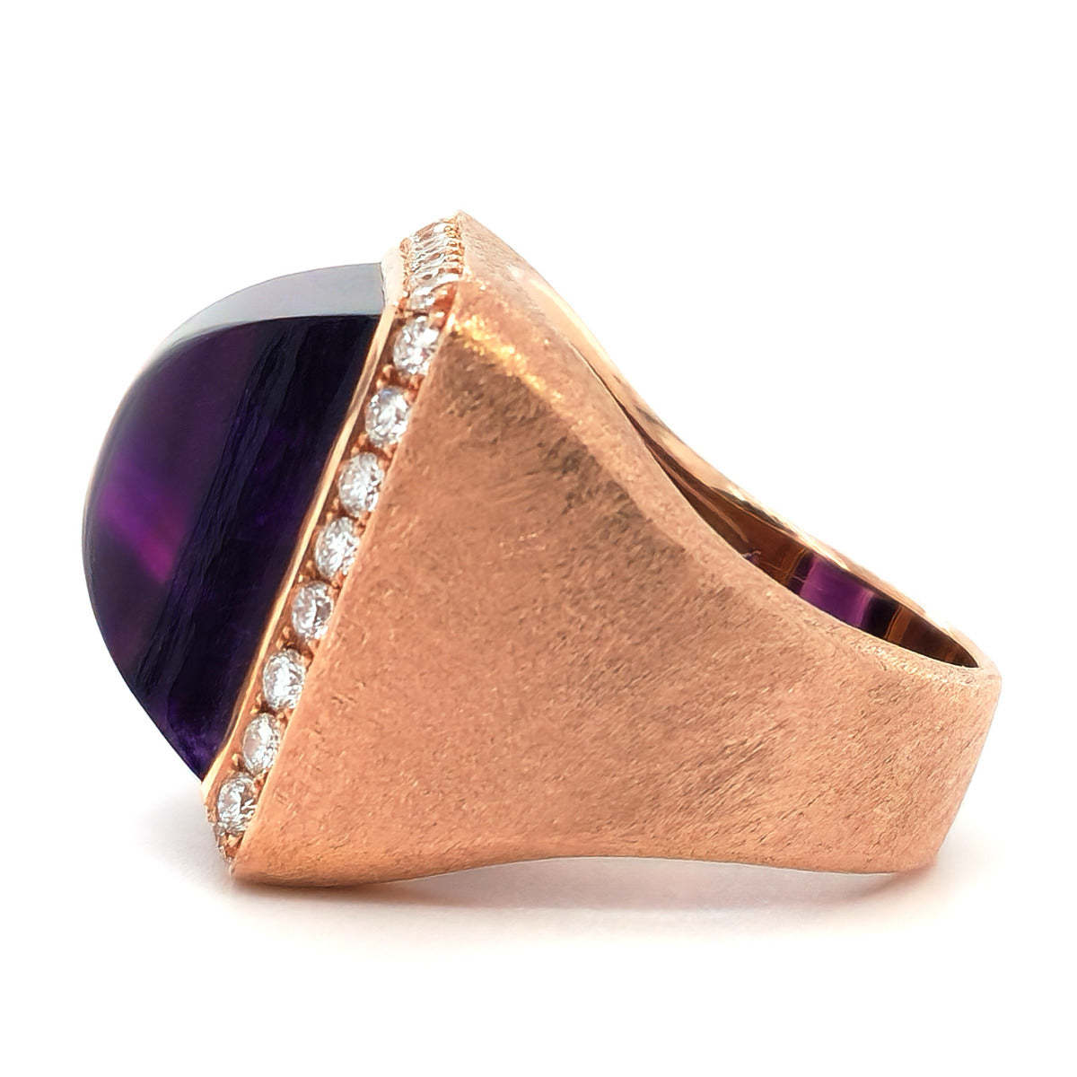 14K Rose Gold 16.15ct TGW Purple Amethyst and Diamond One-of-a-Kind Ring