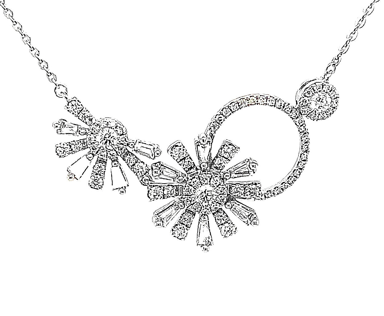 14K White Gold 1.14ct TDW White Diamond Statement Necklace