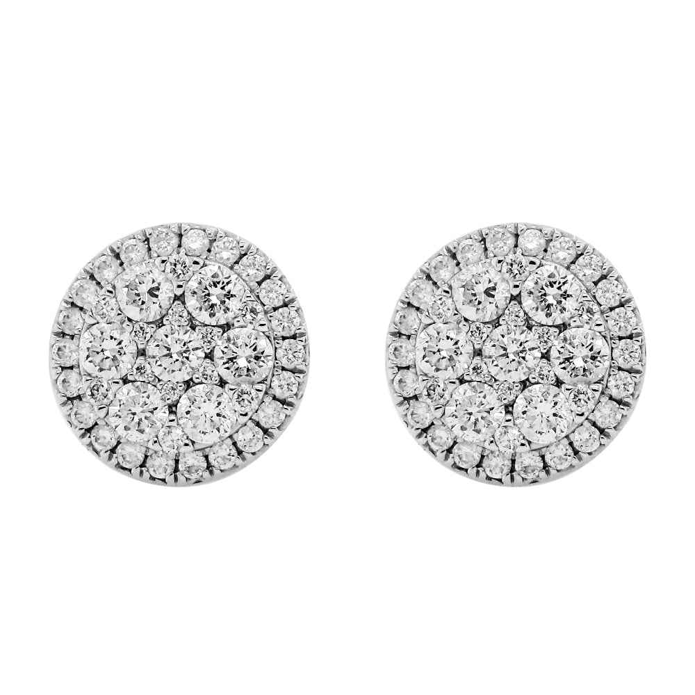 18k White Gold 5/8ct TDW White Diamond Round Cluster Stud Earrings