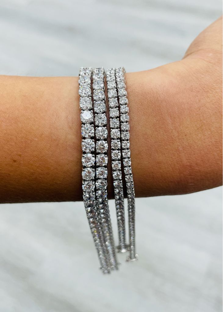 14k White Gold 12ct Lab-created White Diamond 7-inch Tennis Bracelet