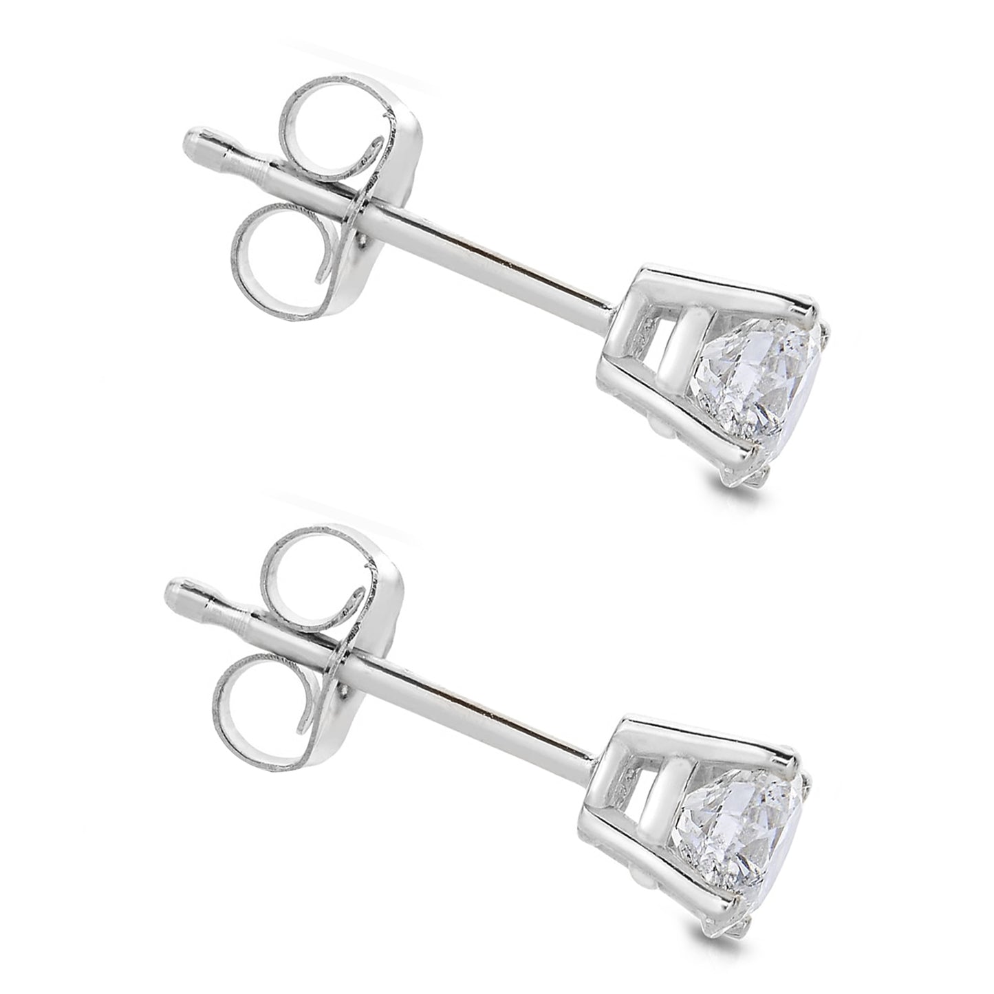 14k White Gold 3/4ct Lab-created White Diamond Solitaire Earrings