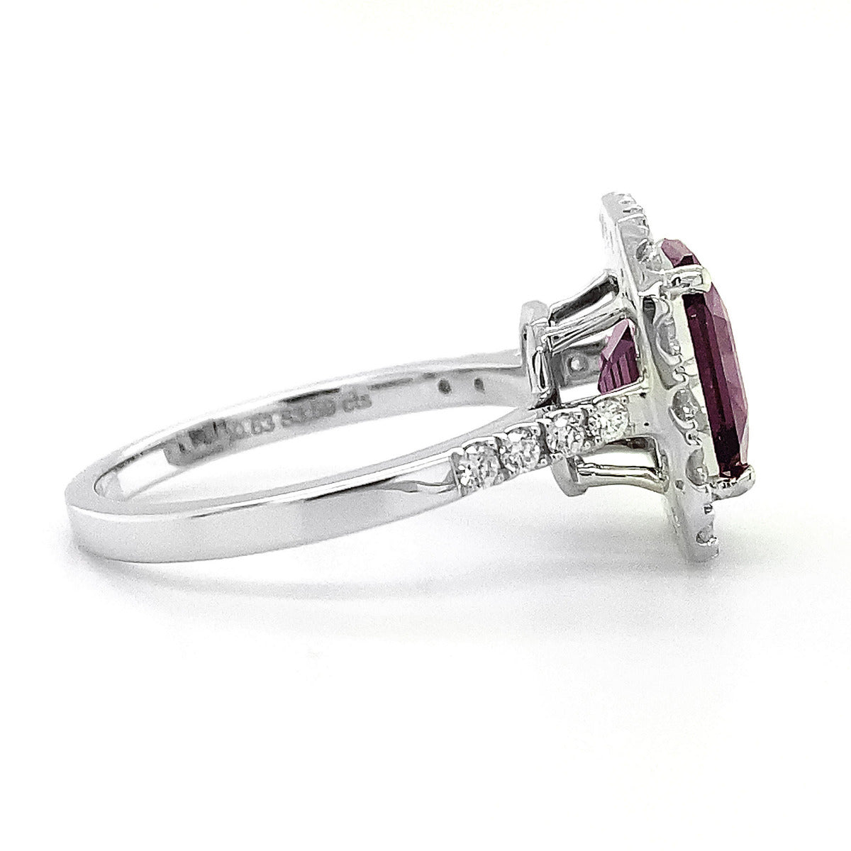 18K White Gold 4.22ct TGW Burmese Lavender Spinel and Diamond Ring