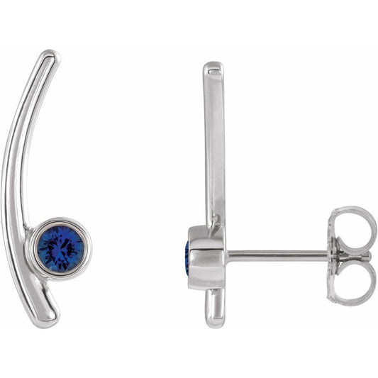 14k White Gold Natural Blue Sapphire Ear Climbers