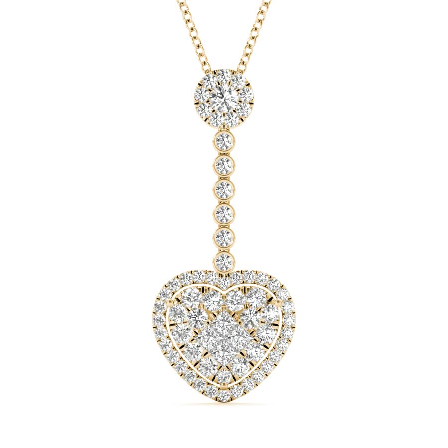 18K Yellow Gold 1.01ct TDW White Diamond Heart Necklace