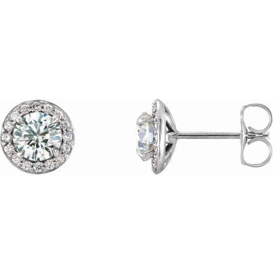 14k White Gold 5/8 CTW Natural Diamond Halo-Style Earrings (G-H, I1)