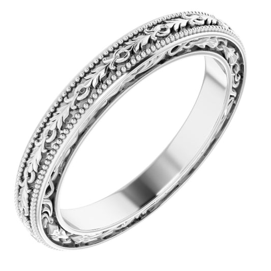 14K White Gold Sculptural Inspired Wedding Band Size 7