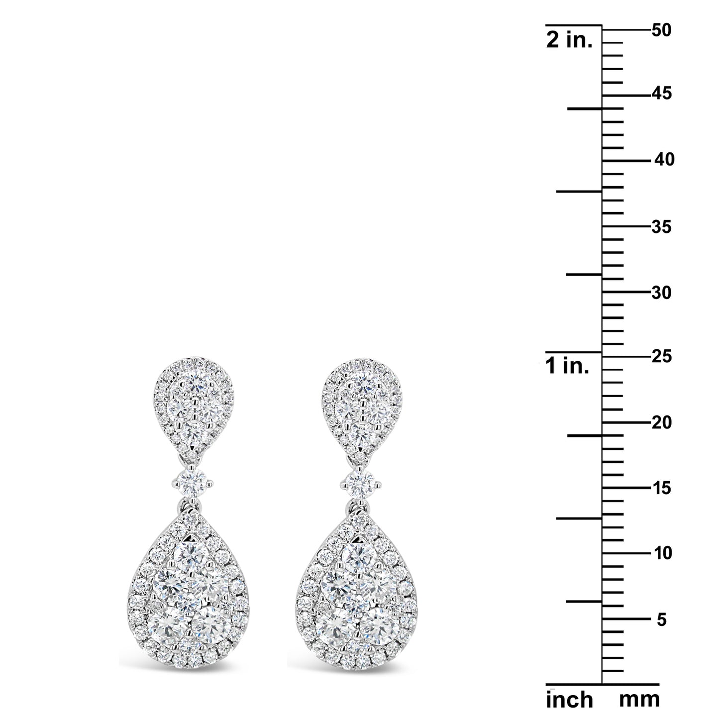 18k White Gold 1.44ct TDW White Diamond Dangling Pear Cluster Earrings